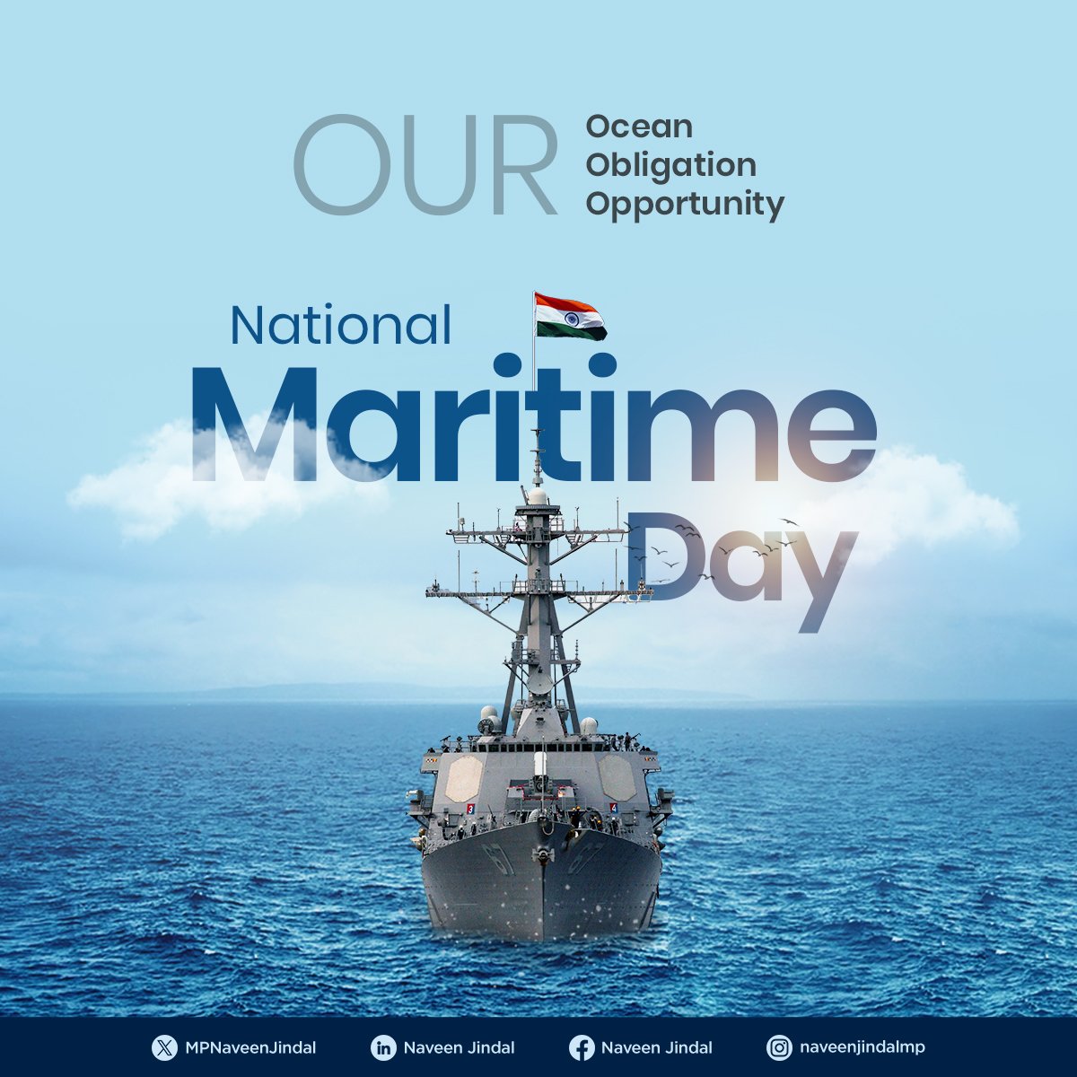 MPNaveenJindal's tweet photo. India’s maritime forces play a crucial role in keeping our trade routes secure, our economy moving, and our global connections strong. 

On National Maritime Day, a heartfelt appreciation to all our seafarers and maritime professionals who work tirelessly behind the scenes. ⚓🇮🇳 https://t.co/7qqhh6nNSR