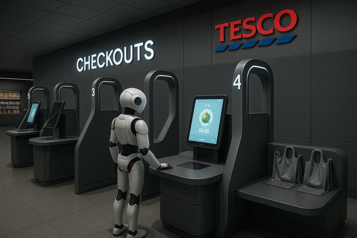 Asked ChatGPT image generation to predict how my work would look in 50 years <a href="/Tesco/">Tesco</a> actually like the colour and colour scheme ☺️. #tesco #AI