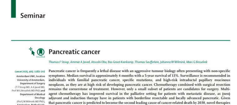 Thomas Stoop (@tfstoop) on Twitter photo Published in <a href="/TheLancet/">The Lancet</a>, our review on #PancreaticCancer
📎Epidemiology🌎
📎Pathogenesis🔬
📎Risk factors & surveillance🕵️
📎Diagnostics🩺
📎Treatment💊
📎Future directions🔍
… by <a href="/ammar_asrar/">Ammar Asrar Javed, MD PhD 🇺🇸</a>, <a href="/ObaAtsushi/">Atsushi Oba</a>, T. Seufferlein, JW Wilmink, <a href="/BasGrootKoerkam/">Bas Groot Koerkamp</a> & <a href="/MarcBesselink/">Marc Besselink</a> Published in <a href="/TheLancet/">The Lancet</a>, our review on #PancreaticCancer
📎Epidemiology🌎
📎Pathogenesis🔬
📎Risk factors & surveillance🕵️
📎Diagnostics🩺
📎Treatment💊
📎Future directions🔍
… by <a href="/ammar_asrar/">Ammar Asrar Javed, MD PhD 🇺🇸</a>, <a href="/ObaAtsushi/">Atsushi Oba</a>, T. Seufferlein, JW Wilmink, <a href="/BasGrootKoerkam/">Bas Groot Koerkamp</a> & <a href="/MarcBesselink/">Marc Besselink</a>