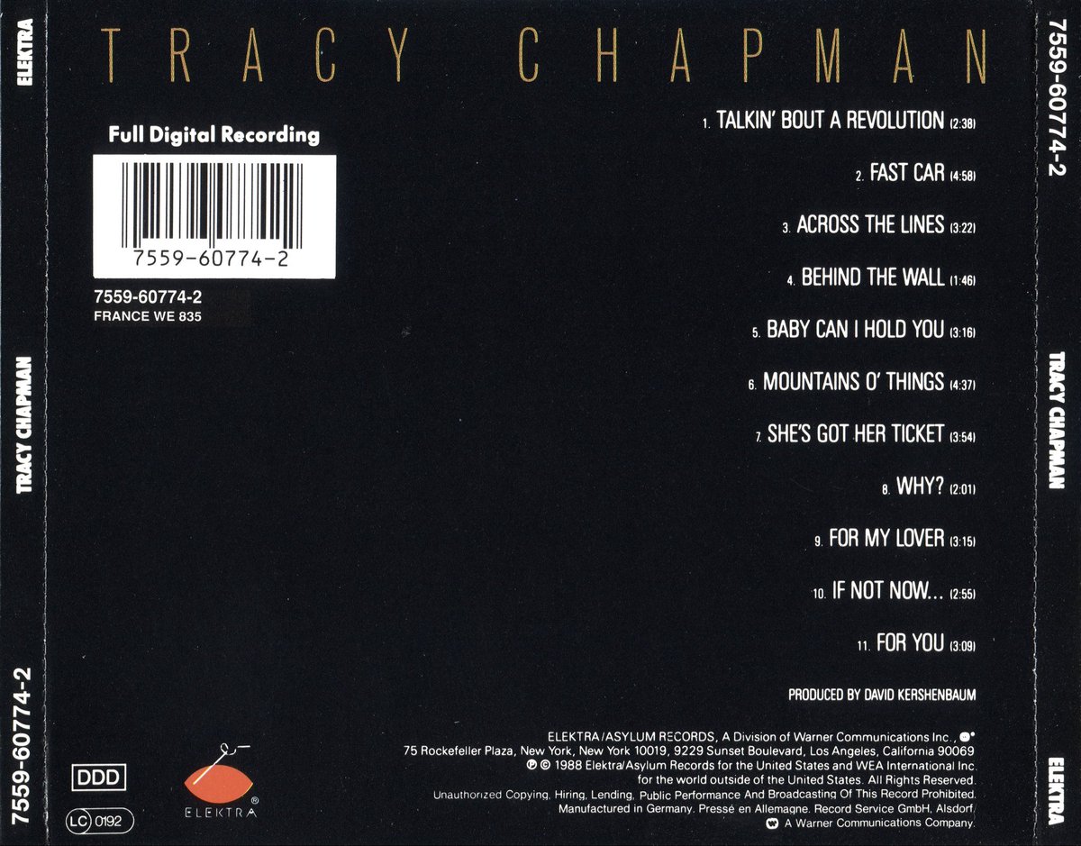 kennylanglea's tweet image. Happy Birthday to the album ‘Tracy Chapman’. Released this day in 1988. Critically acclaimed, it peaked at No.1 on the US Billboard 200 and was certified six times platinum by the RIAA ,with sales exceeding six million in the US alone #TracyChapman #History