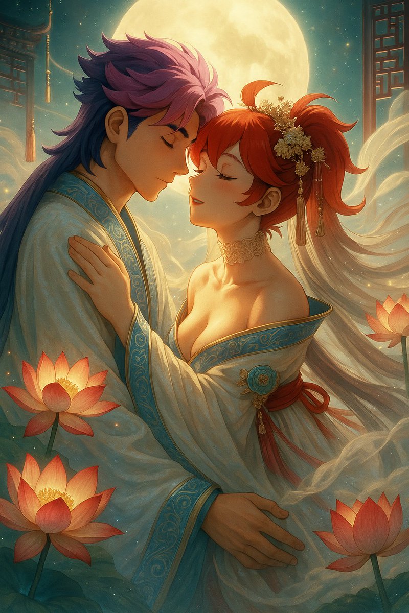 SolarTseng_HK's tweet photo. Beneath moon’s glow and morning’s grace.Two hearts entwine in soft embrace.
With crimson threads their fates align.
A vow unspoken, pure, divine. In lotus light or sunrise hue.
All paths begin and end with “you.”
#グエル #グエスレ #スレッタ #水星の魔女 #Guel #Suletta #Bob #Sue https://t.co/2uN9PyWsS5