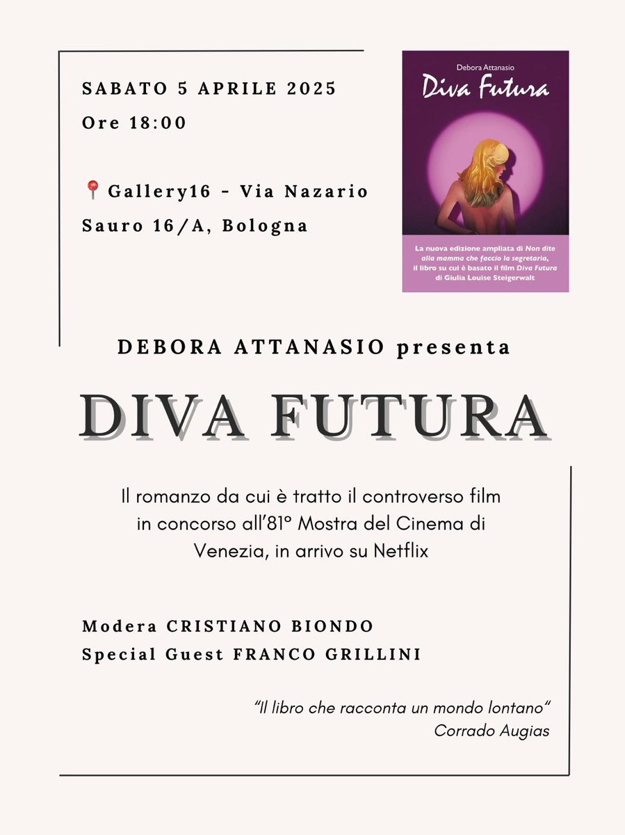 Vi aspetto alle 18.00 a #Bologna con <a href="/francogrillini/">Franco Grillini</a>
#divafutura 
#AccaddeOggi