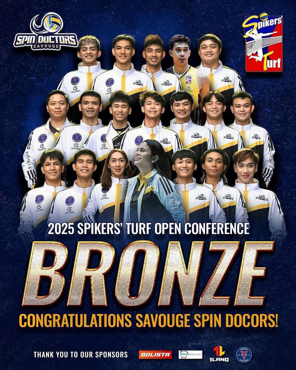 Well, we did it! The Savouge Spin Doctors have nailed the bronze in Spiker’s Turf, and what a wild ride it’s been!🖤🤍💛

Even with challenges this season, we stayed strong and played with heart👏

Kudos to my coaching staffs:

Assistant Coach: Phee Sulit
Team Manager: Bisoy
