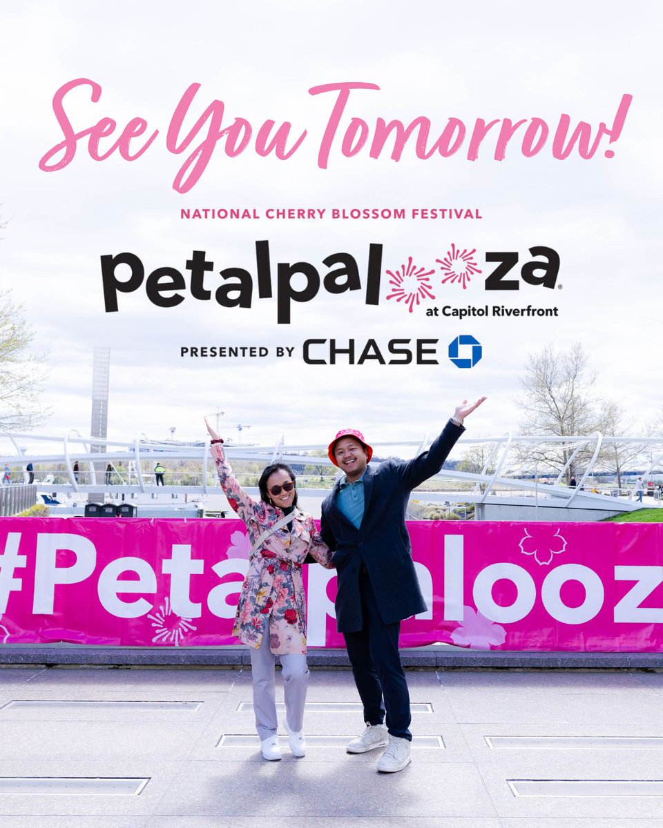 Petalpalooza® presented by @chase, is TOMORROW! Enjoy live music, art, food and more April 5, 2025, along the Anacostia River!
Everything you need to know → nationalcherryblossomfestival.org/event/petalpal…