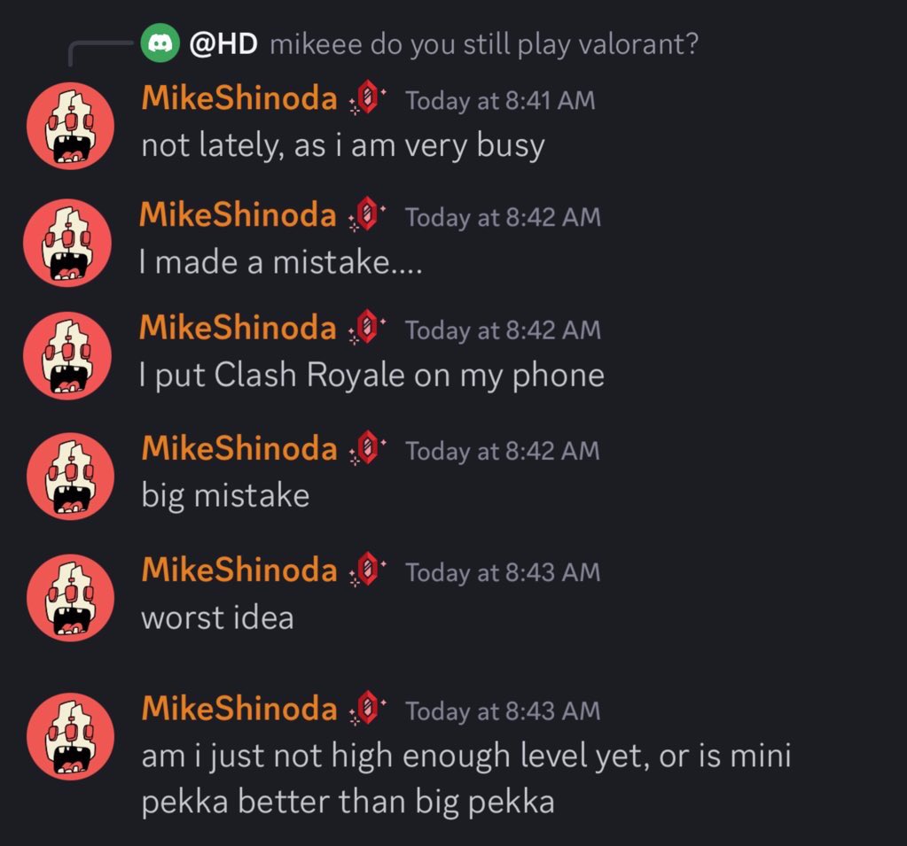 BroodingAnanas's tweet photo. next time you wonder what mike shinoda is so busy with, just know he’s playing clash royale on his phone https://t.co/uPT69rxpPp