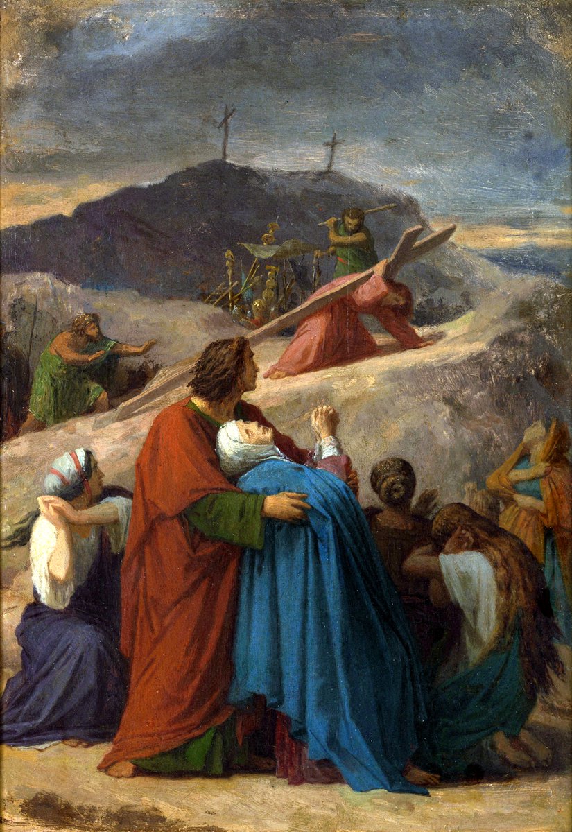 visual_logos's tweet image. Cristo cargando la Cruz y el dolor de la Virgen camino del Calvario - Émile Signol - 1856