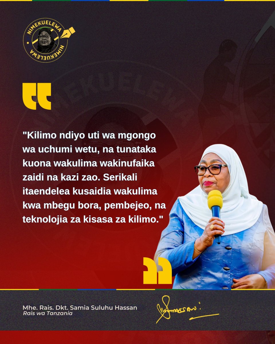YusuphKamote's tweet photo. "Serikali itaendelea kusaidia wakulima kwa mbegu bora, pembejeo na teknolojia za kisasa za kilimo". ~Dkt. @SuluhuSamia

#nimekuelewa https://t.co/oCLatULXpr