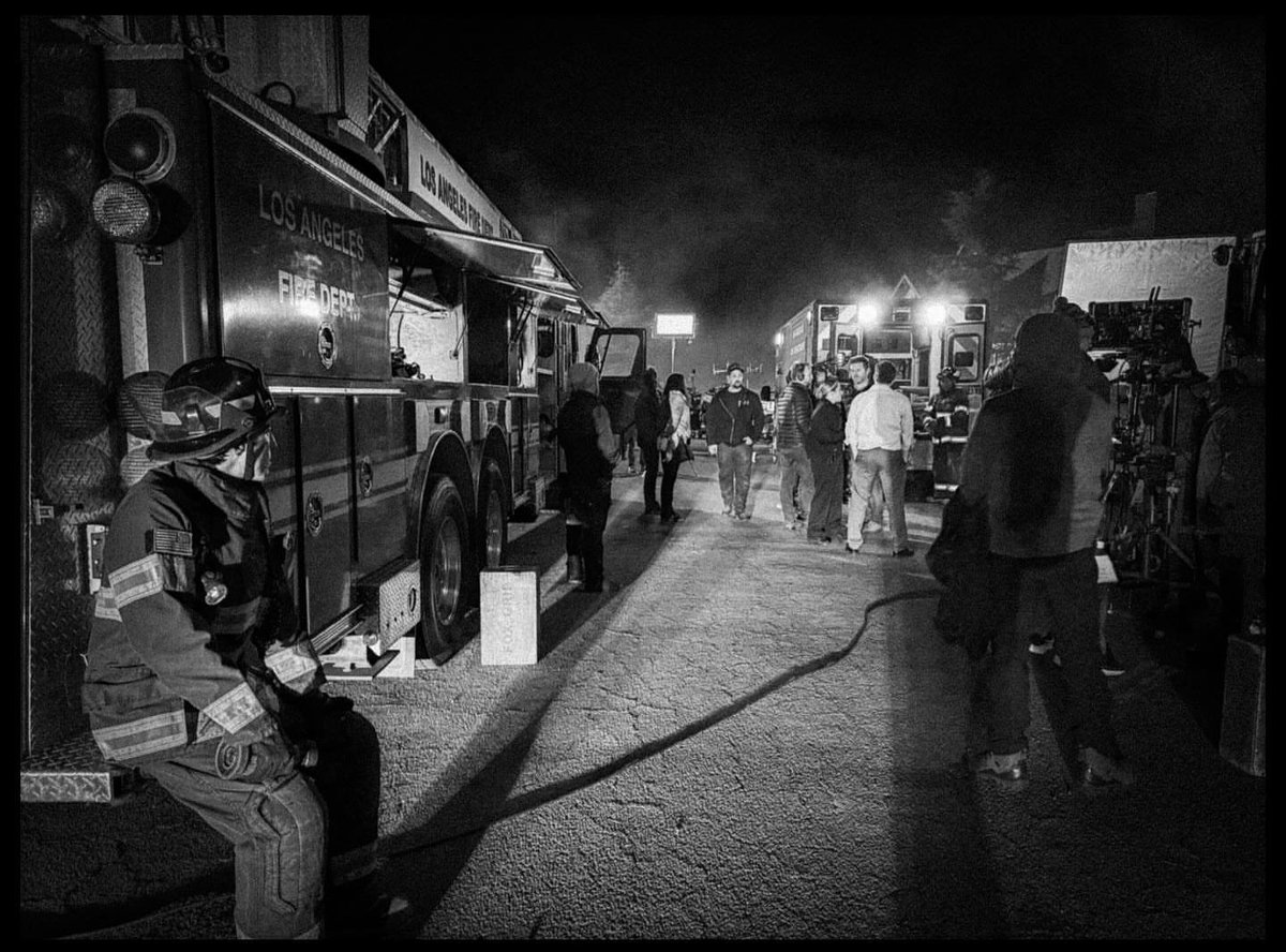 H50Europe's tweet image. Credit to crew member on IG Here we are working late into the night….me and a few of the other crazies I work with! / The first pic is from last night, the other two pics are from March 👍🫶 #911onABC #911season8 
#local80 #bbgrip