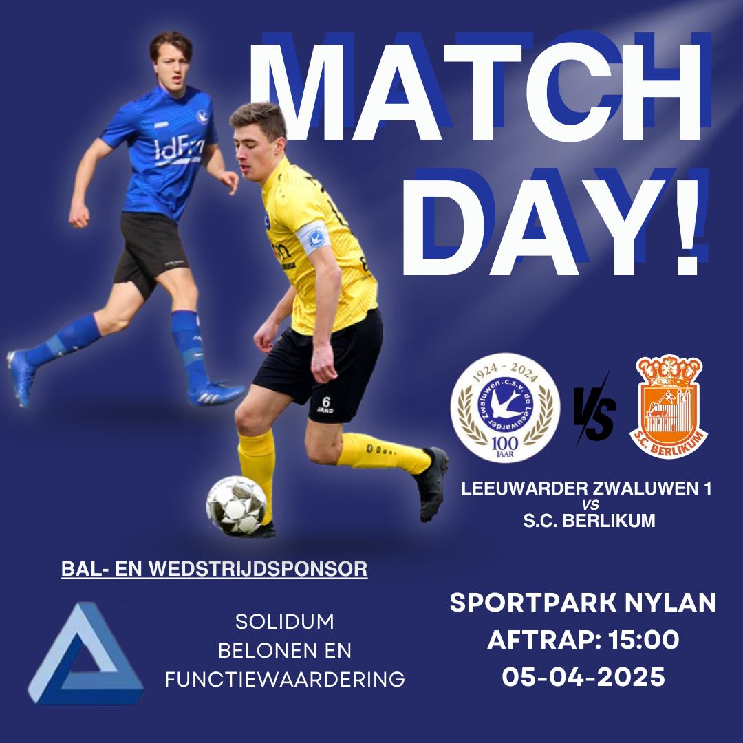 LwdZwaluwen's tweet image. ⚽💙🖤 𝗠𝗮𝘁𝗰𝗵𝗱𝗮𝘆! | Heren 1 neemt het vanmiddag om 15:00 uur op tegen SC Berlikum 1. Deze wedstrijd wordt mede mogelijk gemaakt door bal- en wedstrijdsponsor Solidum Belonen en Functiewaardering! Zien we jullie vanmiddag? ☀️👊🏼