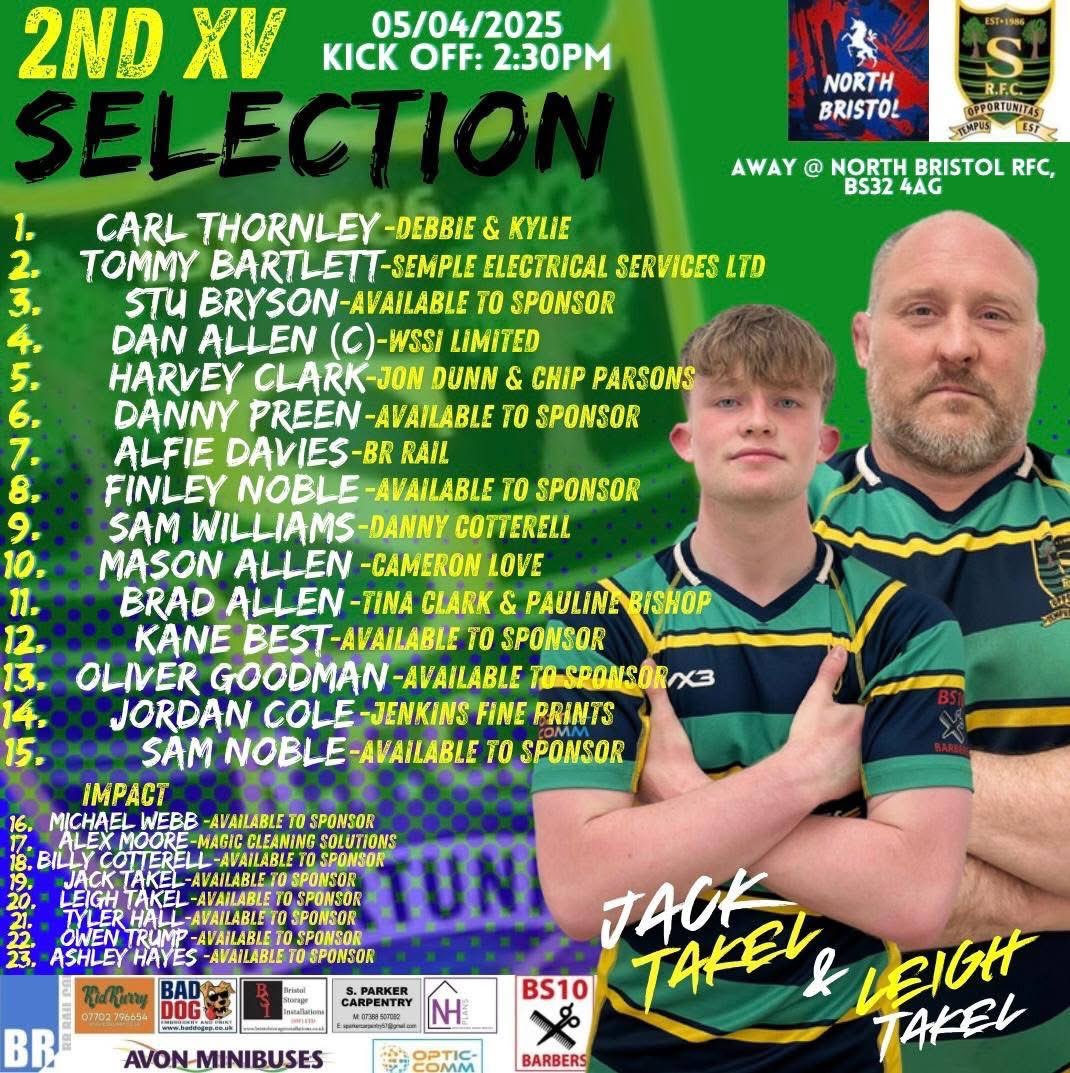 Southmead RFC (@southmeadrfc) on Twitter photo Final league game of the season!
1st XV host <a href="/NBRFC/">North Bristol RFC</a> and our 2nd XV travel to Almondsbury.
Good luck to all players
COTM Final league game of the season!
1st XV host <a href="/NBRFC/">North Bristol RFC</a> and our 2nd XV travel to Almondsbury.
Good luck to all players
COTM