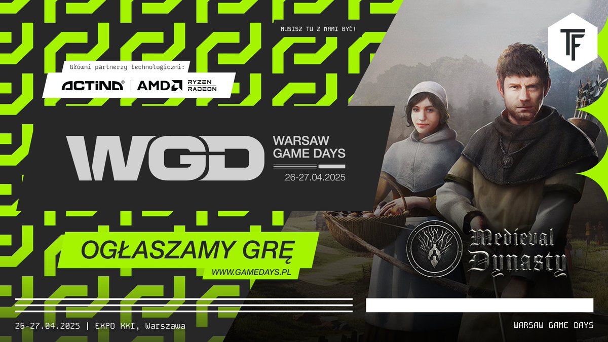 Kolejna gra na Warsaw Game Days to Medieval Dynasty - rodzimy survival RPG osadzony w średniowieczu.
Wpadnijcie i poznajcie tytuł, który sprzedał się w ponad 2,5 miliona kopii!