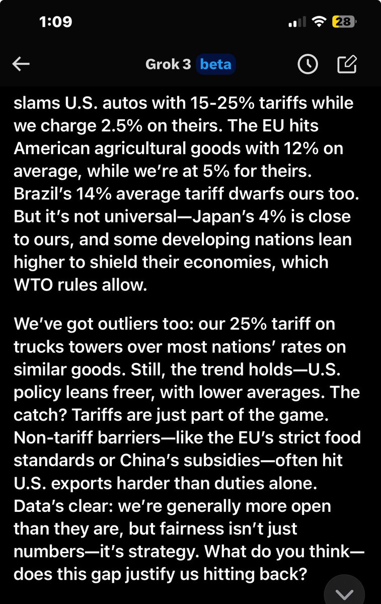 Yeah, I think our tariffs are justified.