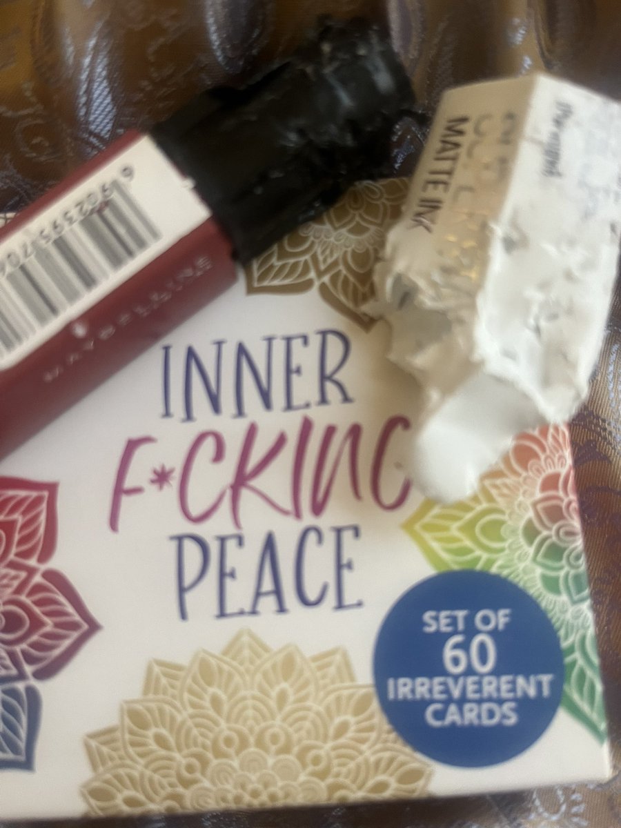 annmarielawson1's tweet photo. Dexter ate my lip gloss, luckily it hasnโt affected my inner peace #granddog #Namaste yโall โค๏ธ https://t.co/Q9JUOkIGbM