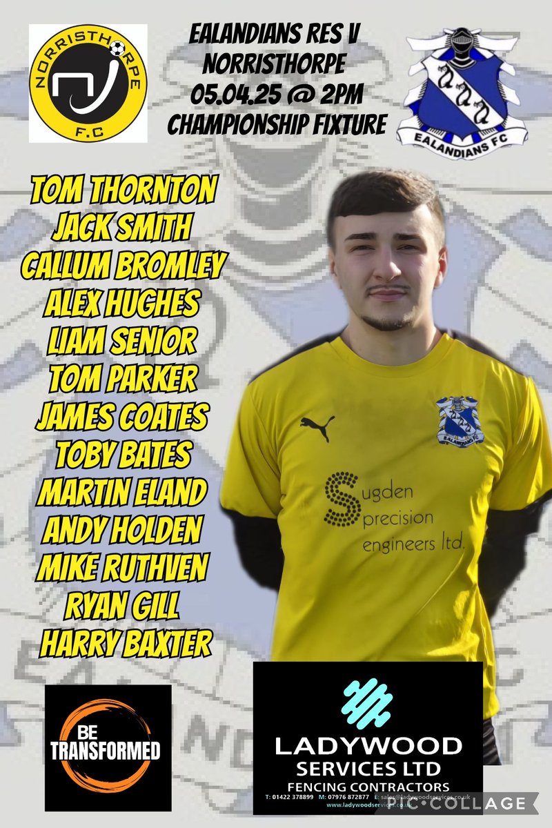 It's the Penultimate fixture of the season for our Reserve team squad as they travel to <a href="/NorristhorpeFC1/">Norristhorpe FC</a> who still have promotion ambitions. 
We welcome back back few recent absentees and will hope to make it a strong finish to the campaign #UTE