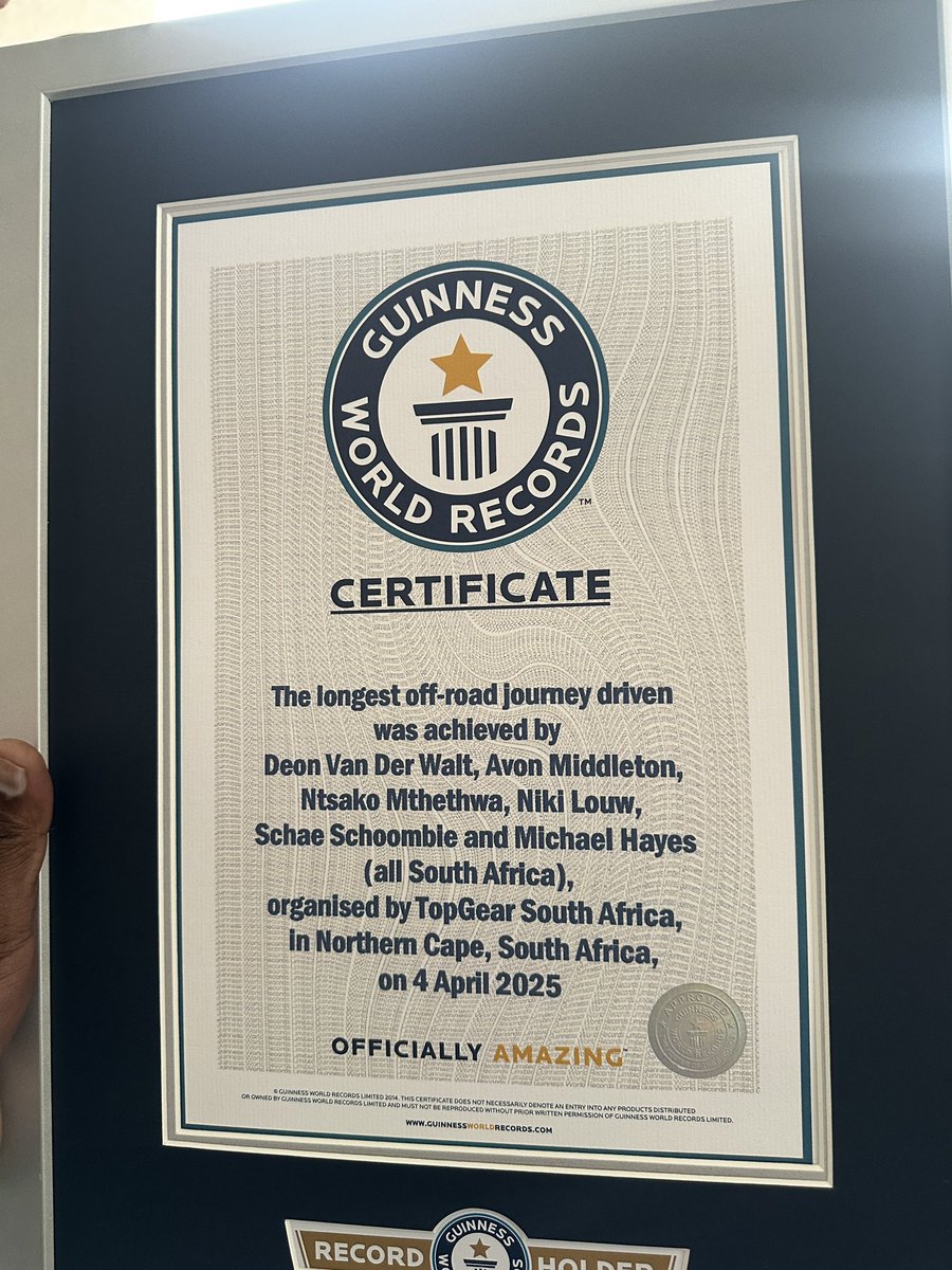NtsakoMthethwa's tweet photo. It wasn’t an easy journey, but we made it. 

We are proud to officially hold the record for the longest off-road journey of 1,350km and the Nissan Navara Pro 4X Warriors handled every challenge with ease.

Grateful for every challenge and every km that brought us this accolade. https://t.co/W4K8rKNRGQ