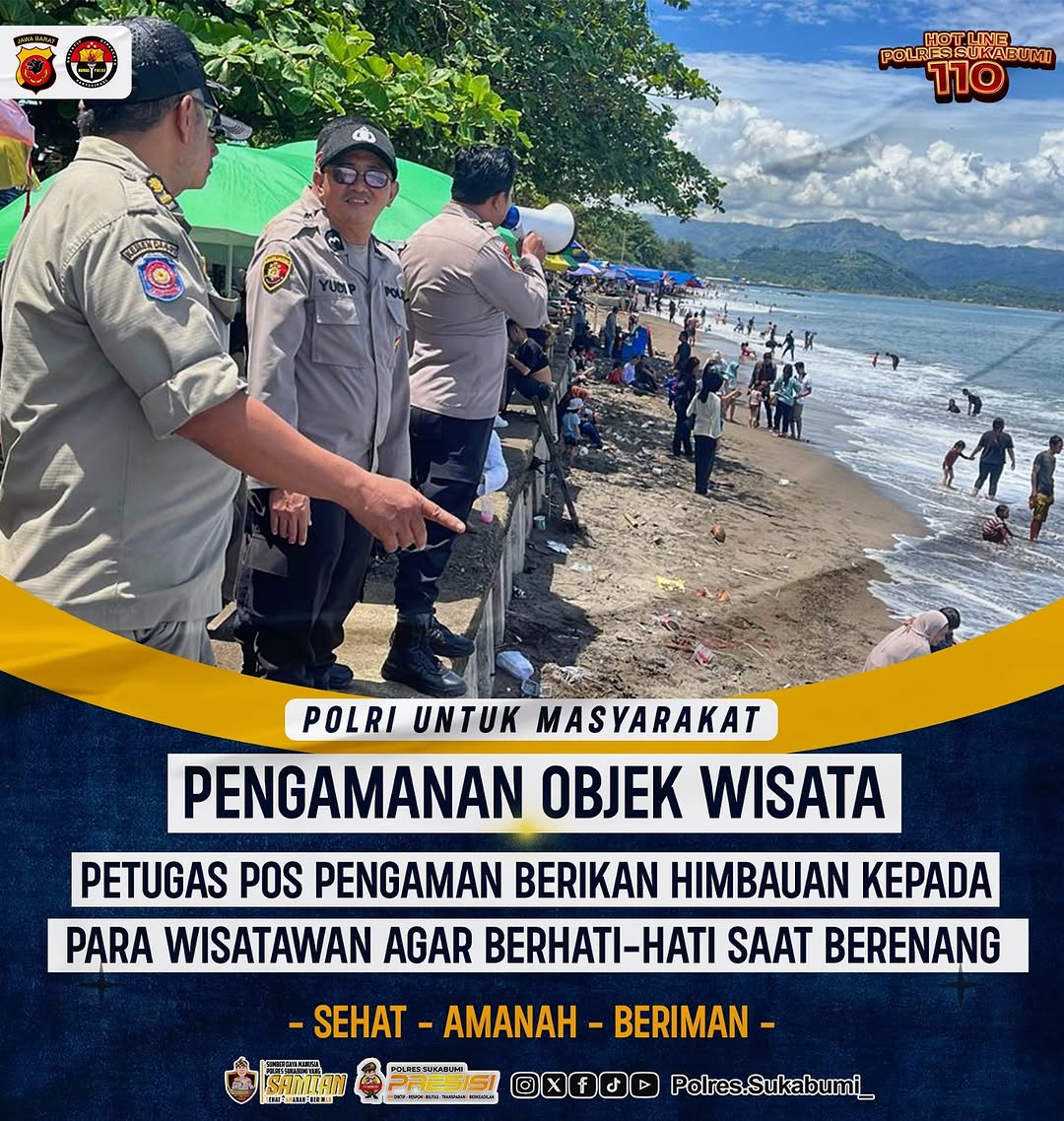 PolsekCibadak's tweet image. Dalam rangka pengamanan objek wisata, petugas pos pengamanan aktif memberikan himbauan kepada para wisatawan untuk selalu berhati-hati saat berenang. Keselamatan adalah prioritas utama demi liburan yang aman dan menyenangkan! #PengamananWisata #HimbauanKeselamatan #LiburanAman