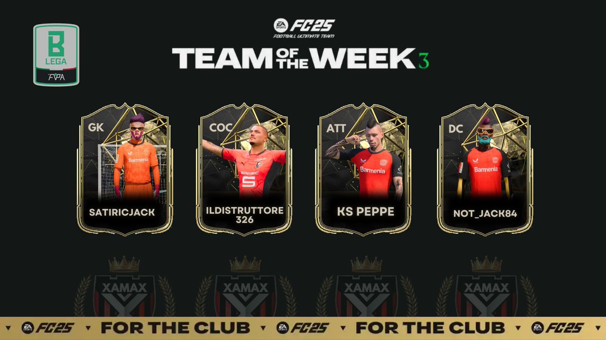 Congratulazioni ai nostri players inseriti nella TOTW di <a href="/FVPA_net/">FVPA.net 🇮🇹</a> 🇮🇹

<a href="/SatiricJack_1/">Gk_Ederson1🧤</a> 
<a href="/not_jakk/">not_jack84</a> 
<a href="/LeDiss97/">Stefano Esposito</a> 
<a href="/KsPeppe/">Giuseppe D‘ambrosio</a> 

<a href="/Mercato_FVPA/">Calciomercato Fvpa</a> <a href="/RTGamingEsp/">RT GAMING</a> <a href="/pctransfermarkt/">🇮🇹 PRO CLUBS TRANSFERMARKT🔍</a> <a href="/vGamesRT/">vGamesRT 🔄</a>