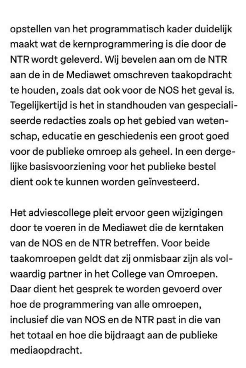 In het rapport Van Geel wordt geadviseerd de NTR te behouden en moeten haar gespecialiseerde redacties van educatie geschiedenis en Wetenschap in stand worden gehouden ⁦<a href="/eppobruins/">Eppo Bruins</a>⁩ ⁦<a href="/MoMohandis/">MoMohandis</a>⁩ ⁦<a href="/jpaternotte/">Jan Paternotte</a>⁩ ⁦<a href="/HenriBontenbal/">Henri Bontenbal</a>⁩