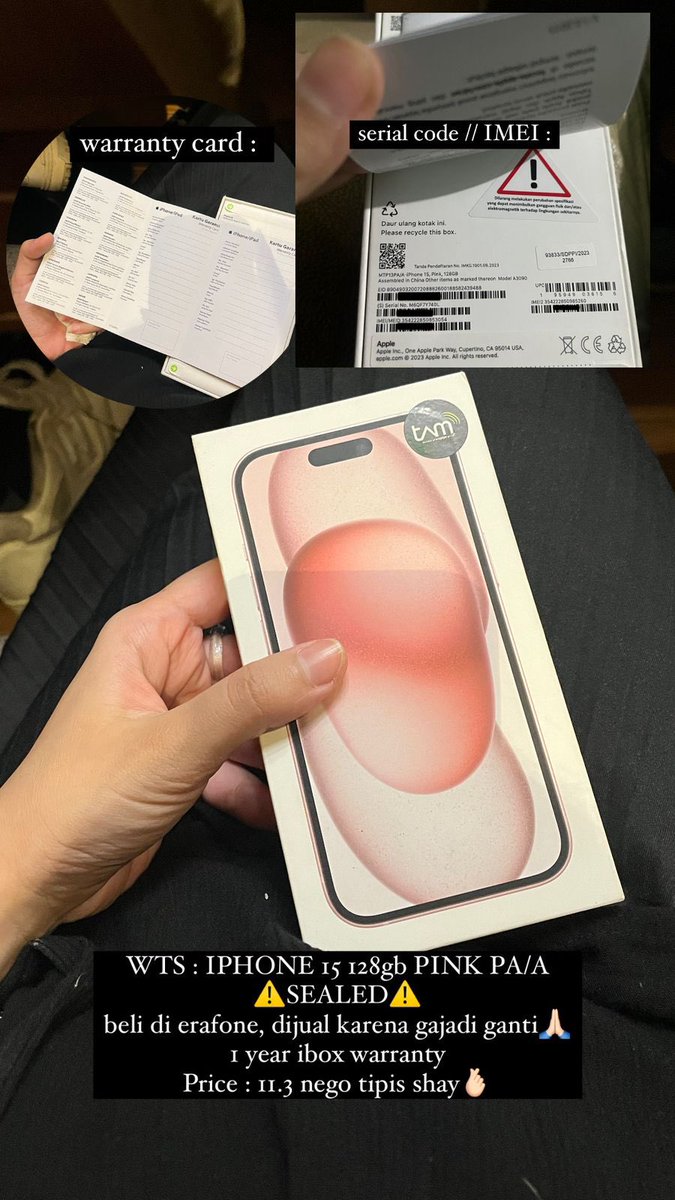 jinsprout92's tweet photo. WTS IPHONE 15 NEW 128GB PINKKK LUCU BGT, alasan jual gajadiii ganti yukk dibeli #jualiphone #wtsiphone #jakarta serious buyer only yaah!
yukkk https://t.co/B6So7kQJHu
