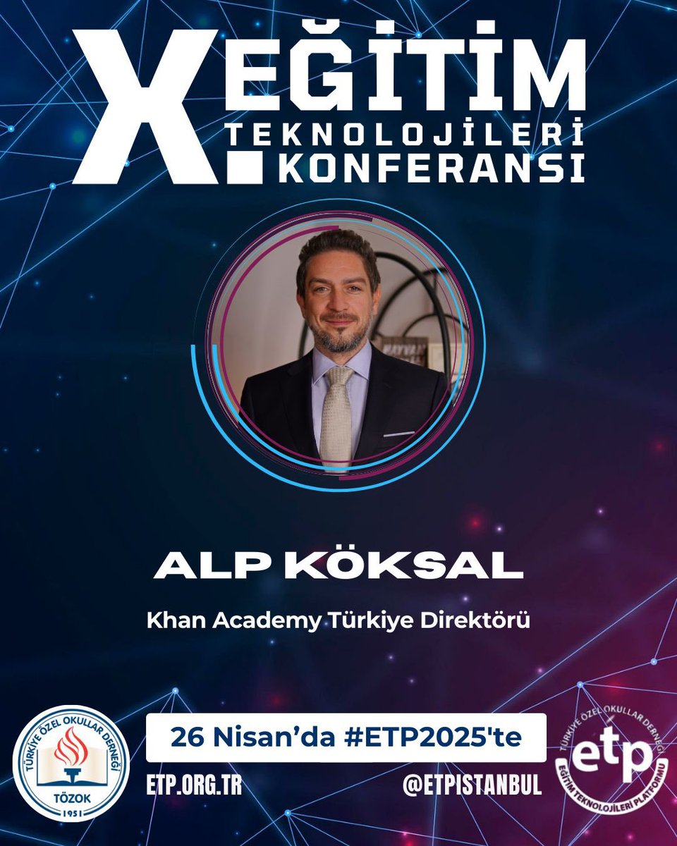 Khan Academy Türkiye Direktörü Alp Köksal, ETP 2025’te bizlerle. Dijital öğrenme, eğitimde fırsat eşitliği ve teknoloji temelli çözümler denince akla gelen ilk isimlerden Alp Köksal, panel moderatörü olarak ETP 2025 sahnesinde yerini alacak.
#etp2025