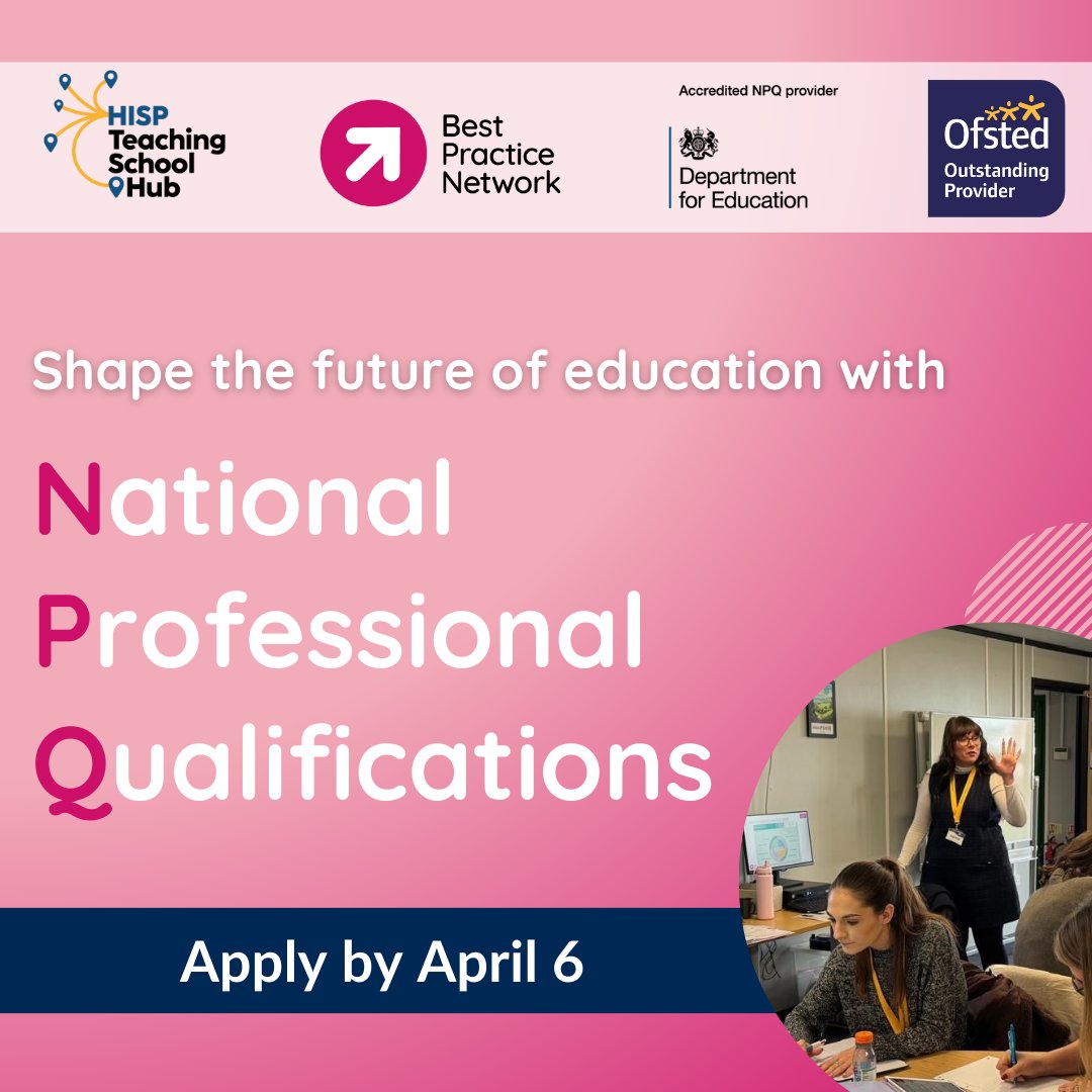 Spring into an NPQ with HISP TSH

Final chance to apply! Unlock your leadership potential.

#NPQ #LeadershipDevelopment #HISPTSH

Apply here: ow.ly/1gvF50VluNm