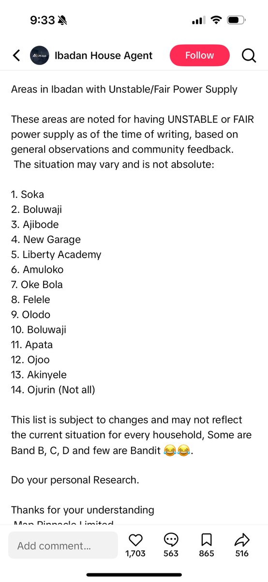 dammiedammie35's tweet image. Areas in Ibadan with stable and unstable power supply…. If you like, go collect house for where dem dey use band K 😂😂