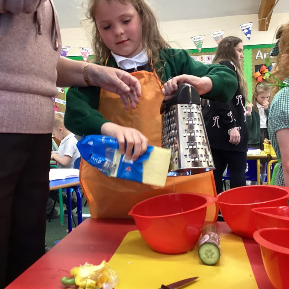 Yummy!  Class 2 have been busy making healthy and delicious wraps.  We have been practising using our cutting and grating skills too.  I hope you enjoyed them at home - now time to evaluate them and improve them for next time! 😀