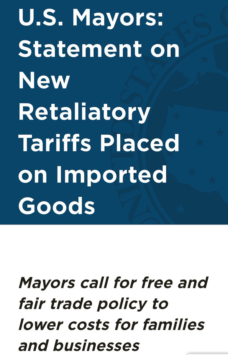 U.S. Mayors statement on retaliatory tariffs 📰: usmayors.org/2025/04/02/u-s…