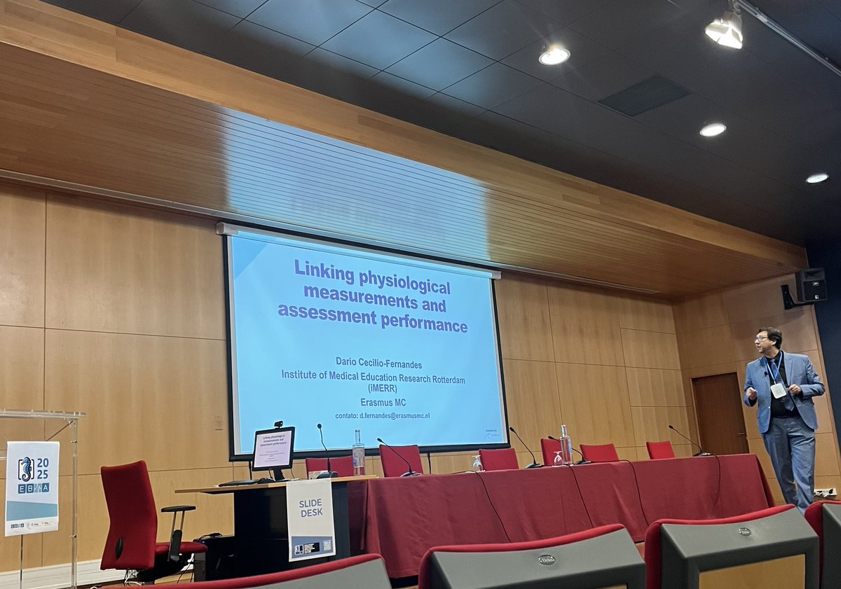 EBMA (@ebmaorg) on Twitter photo Dario Cecilio-Fernandes (<a href="/ErasmusMC/">Erasmus MC</a>) kickstarts the last day of EBMA2025 with the keynote lecture entitled “Linking physiological measurements and assessment performance.” Dario Cecilio-Fernandes (<a href="/ErasmusMC/">Erasmus MC</a>) kickstarts the last day of EBMA2025 with the keynote lecture entitled “Linking physiological measurements and assessment performance.”