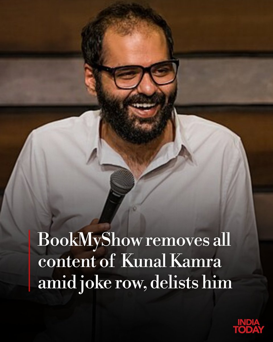 IndiaToday (@indiatoday) on Twitter photo In a huge blow to Kunal Kamra, online ticketing platform BookMyShow on Saturday removed all content related to the stand-up comedian and removed him from the list of artists listed on its website.
Read more: intdy.in/hlarul | @DipeshTripathi0 <a href="/mustafashk/">Mustafa Shaikh</a>
#BookMyShow In a huge blow to Kunal Kamra, online ticketing platform BookMyShow on Saturday removed all content related to the stand-up comedian and removed him from the list of artists listed on its website.
Read more: intdy.in/hlarul | @DipeshTripathi0 <a href="/mustafashk/">Mustafa Shaikh</a>
#BookMyShow