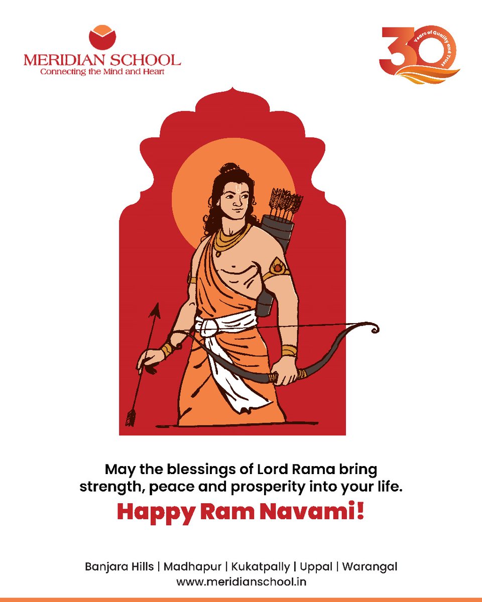 meridianschol's tweet image. This #RamNavami, may Lord Rama's timeless virtues of strength, peace, and righteousness inspire us all. At Meridian School, we nurture not just minds but hearts—educating young souls to walk the path of dharma with wisdom and compassion. 

#ValuesBasedEducation #HappyRamNavami