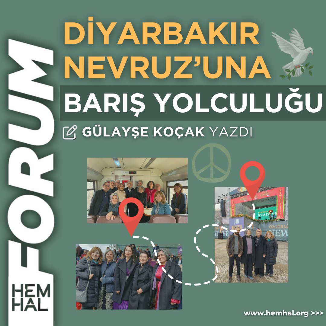 🔴Diyarbakır 2025 Nevruz Kutlaması’na Barış Treniyle Yolculuk: İzlenimler, Anılar

✍️Gülayşe Koçak (<a href="/gulaysekocak/">Gülayşe Koçak</a>)

📌Türkleriyle, Kürtleriyle, Alevileriyle... görmek, tanımak, tanışmak gerek; ancak böyle mutlu bir ülke olabiliriz!

🔗➡️hemhal.org/diyarbakir-nev…