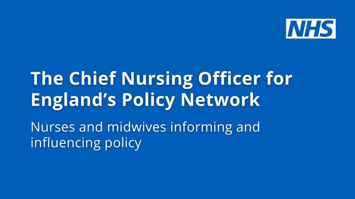 The CNO for England's Policy Network welcomes all nurses, midwives, nursing associates and students – no matter what your role and no matter where you work. 

Find out how the network can support you to inform and influence policy. ⬇️ #teamCNO forms.office.com/pages/response…