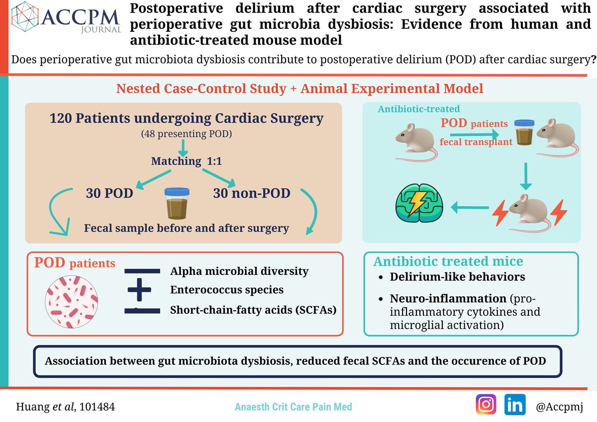 🚨Postoperative delirium after cardiac surgery 🚨

In this original study you will learn about association between gut microbial dysbiosis and delirium! 

🐁

Find it here 🔽
sciencedirect.com/science/articl…