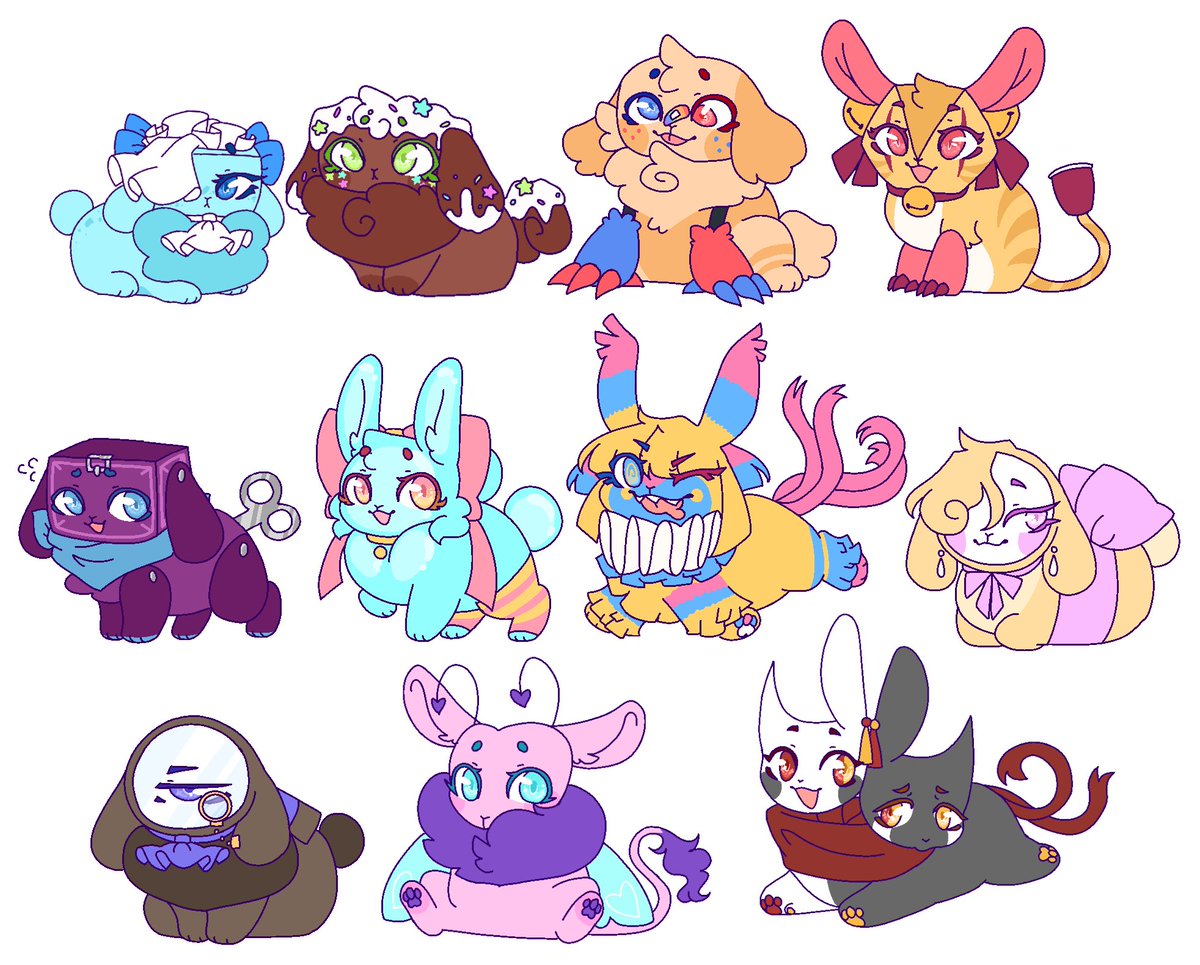 Inkedpompom's tweet photo. First batch of the bunnies!!!!

#dandysbunnyau #dandysworldfanart #dandysworld #tisha #cosmo #goob #scraps #boxten #poppy #yatta #glisten #rodger #flutter #razzleanddazzle https://t.co/Mh8Og4wuOY