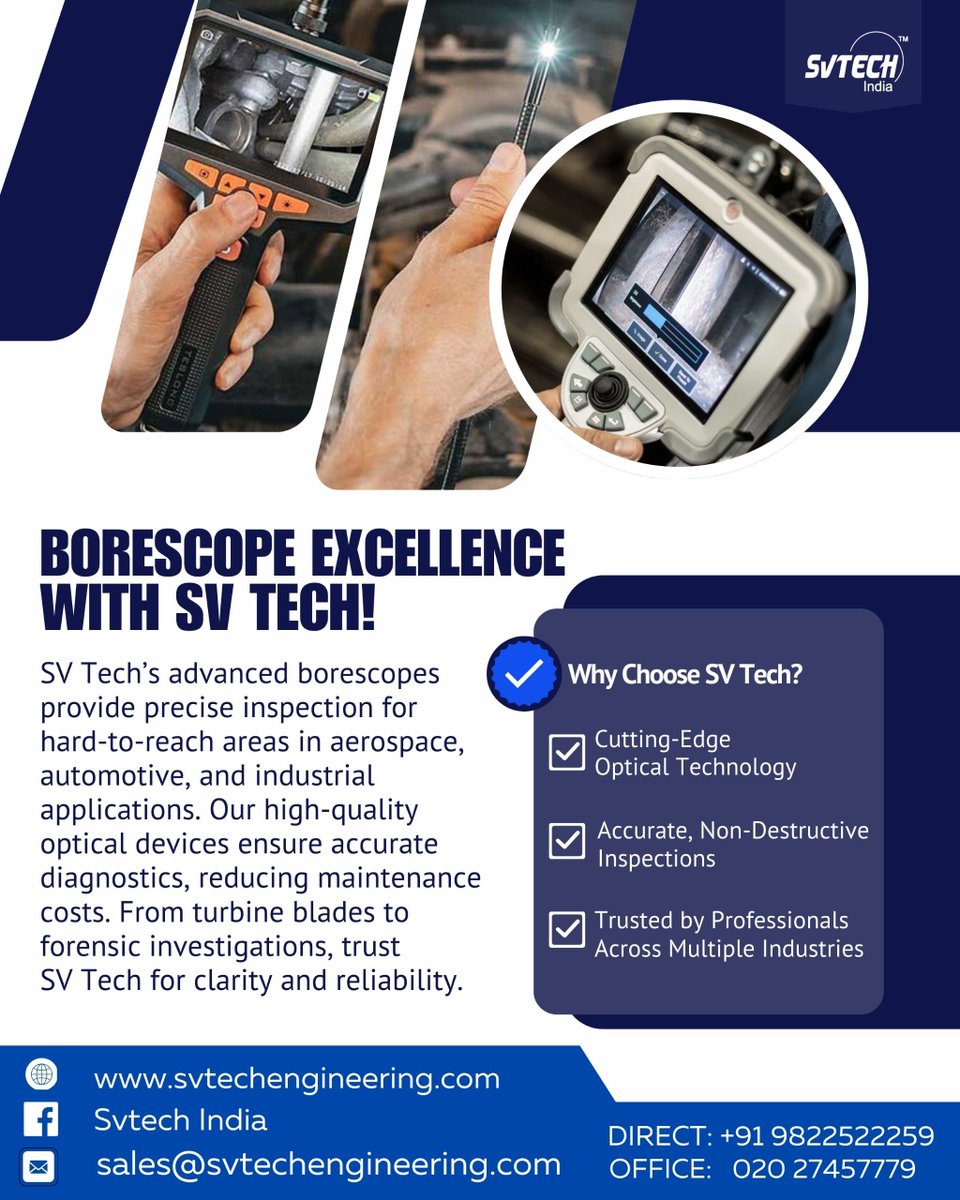 SVTech_India's tweet image. Borescope Excellence with SV Tech! 

Phone: +91 9822522259 / +91 9096135909
Email: sales@svtechengineering.com
Website: svtechengineering.com

#SVTech #pune #mumbai #maharashtra #marathi #india #ig #delhi #construction #architecture #design #building #welding #welder