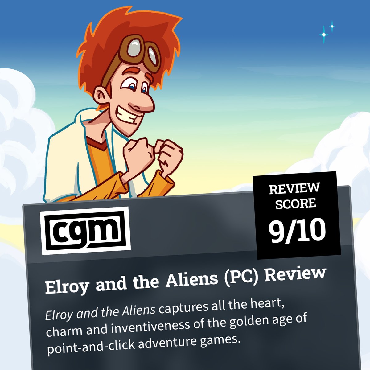 9/10! 🤩 The review of 'Elroy' from <a href="/CGMagonline/">CGMagazine</a> warms our hearts. ♥️ Thanks, Jordan Biordi, for the amazing article! 

👉 Our Adventure Game, inspired by LucasArts and  the magic of the 80s and 90s is up &amp; ready to explore on this #ScreenshotSaturday!  

🔗 In comments 👇