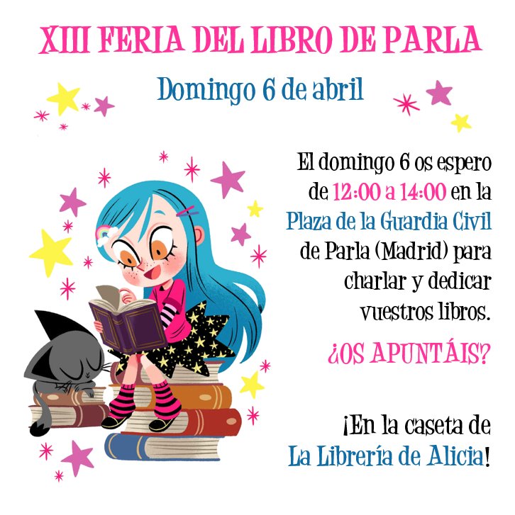 Este domingo 6 de abril os espero de 12:00 a 14:00 en la <a href="/FeriaLibroParla/">Feria del Libro en Parla</a>, en la caseta de La Librería de Alicia, para charlar y dedicar vuestros libros ❤️‍🔥❤️‍🔥❤️‍🔥