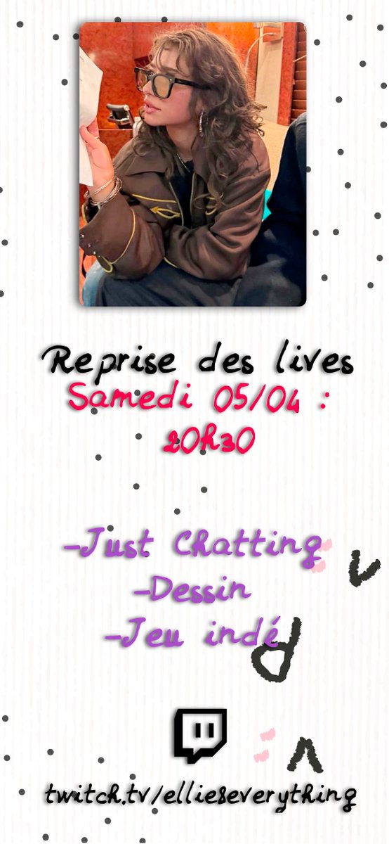 SachetZzz's tweet photo. ANNONCE !!!

Vous êtes tous partant pour que je re-stream, donc, je vous attends ce soir pour une reprise à 20h30 !

Programme :
-Just Chatting (on va gossip)
-Dessin (Je vous fais des tutos en live)
-Petit Jeu indé si on a le temps !

J'espère vous voir ce soir ! https://t.co/mA7veU0q1w