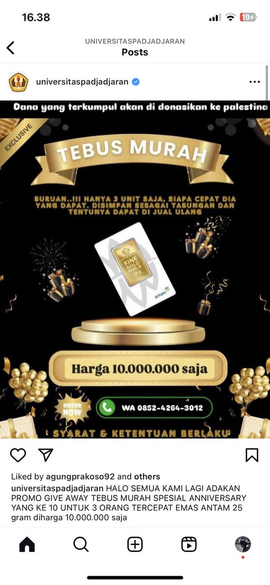 akun IG <a href="/unpad/">Universitas Padjadjaran</a> kena hack nih min