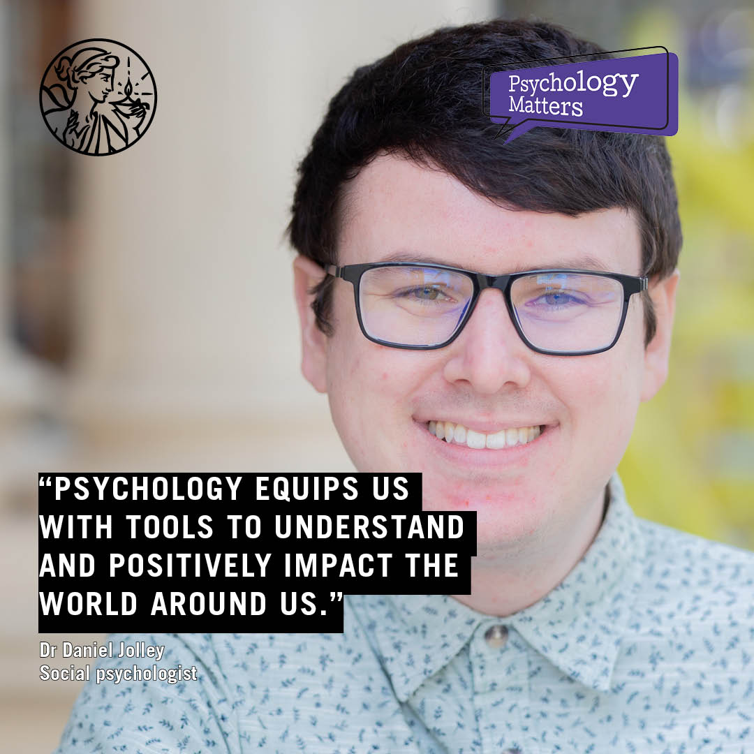 British Psychological Society (@bpsofficial) on Twitter photo 'Psychology has the power to make the world a better place.’
<a href="/DrDanielJolley/">Dr Daniel Jolley</a> believes ‘psychology is fundamental to every part of our lives – it is woven into how we think, act, and interact with others’.
The power of psychology #PsychologyMatters: bps.org.uk/blog/psycholog… 'Psychology has the power to make the world a better place.’
<a href="/DrDanielJolley/">Dr Daniel Jolley</a> believes ‘psychology is fundamental to every part of our lives – it is woven into how we think, act, and interact with others’.
The power of psychology #PsychologyMatters: bps.org.uk/blog/psycholog…