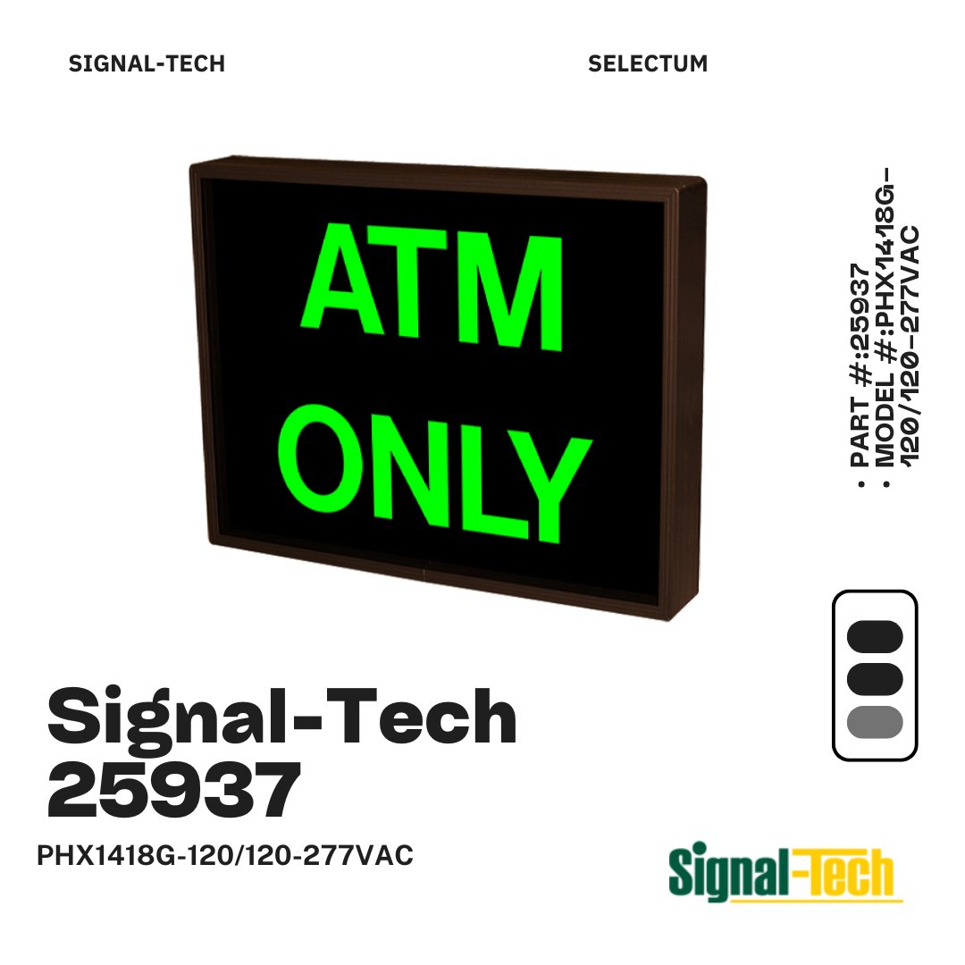 selectumstore's tweet image. 💡 Clear. Reliable. Durable. The Signal-Tech PHX ATM ONLY sign lights up bright and blanks out when off. ✅ LED backlit ✅ Direct sunlight-readable ✅ UL/cUL Listed for outdoor use. Ships FREE! 🏦 #ATMSign #SignalTech #LEDSignage #OutdoorLED