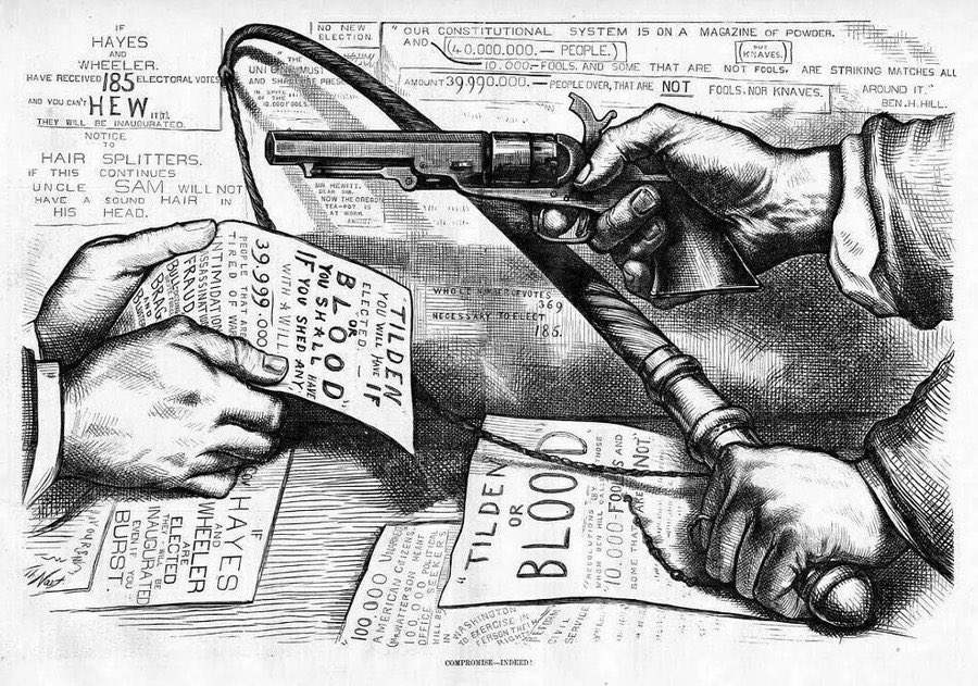In 1877, one secret handshake decided the US presidency, and changed the country forever.

It redrew the map of America, and erased Black political power for a century.

Here's how the Democrats conspired to take back the South, and why we're still living in that shadow... 🧵