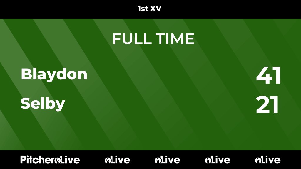 FULL TIME: Blaydon 41 - 21 Selby
Hard fought but not to be. 

Well played
#BLASEL #Pitchero
selbyrufc.club/teams/2267/mat…