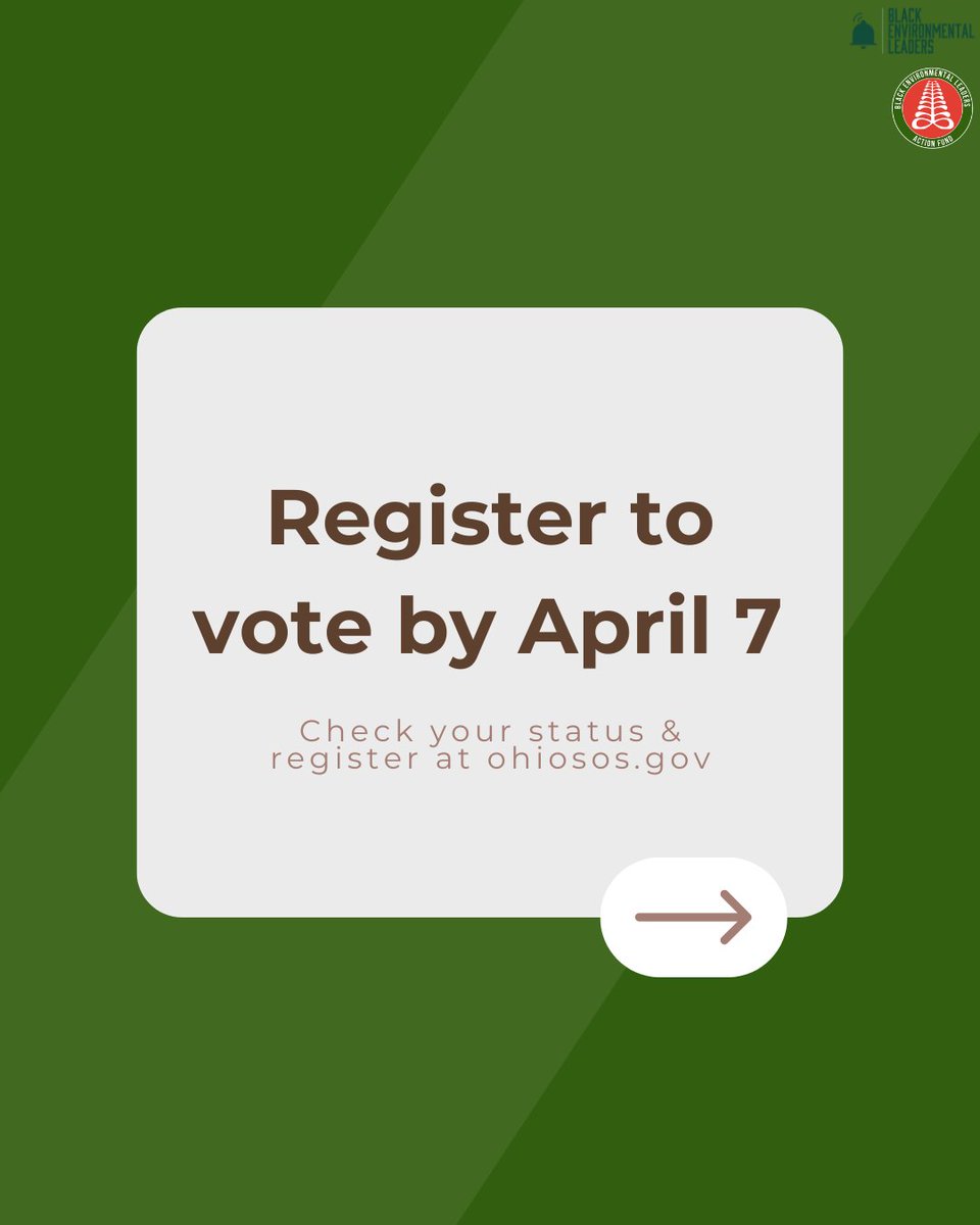 Are you registered to vote? The deadline for voter registration for the May primary is April 7th. Check your status and register to vote by visiting ohiosos.gov