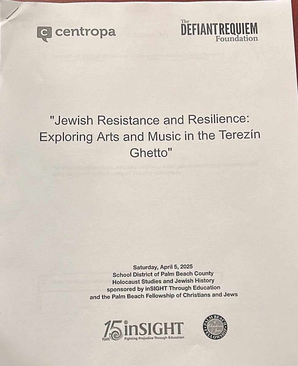 Holocaust Studies (@holocaustpbc) on Twitter photo Wow! Sixty teachers attend training <a href="/pbcsd/">The School District of Palm Beach County</a> on a Saturday about Jewish Resistance and Resilience: Exploring Arts and Music in the Terezin Ghetto. Thank you <a href="/inSIGHTThruEdu/">inSIGHT Through Education, Inc.</a> and The Palm Beach Fellowship of Christians and Jews for supporting this event. Wow! Sixty teachers attend training <a href="/pbcsd/">The School District of Palm Beach County</a> on a Saturday about Jewish Resistance and Resilience: Exploring Arts and Music in the Terezin Ghetto. Thank you <a href="/inSIGHTThruEdu/">inSIGHT Through Education, Inc.</a> and The Palm Beach Fellowship of Christians and Jews for supporting this event.