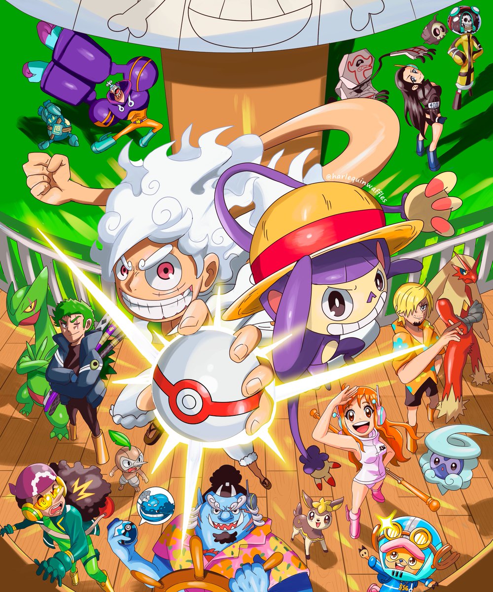 One Piece x Pokemon! #ONEPIECE #pokemon #anipoke #イラスト