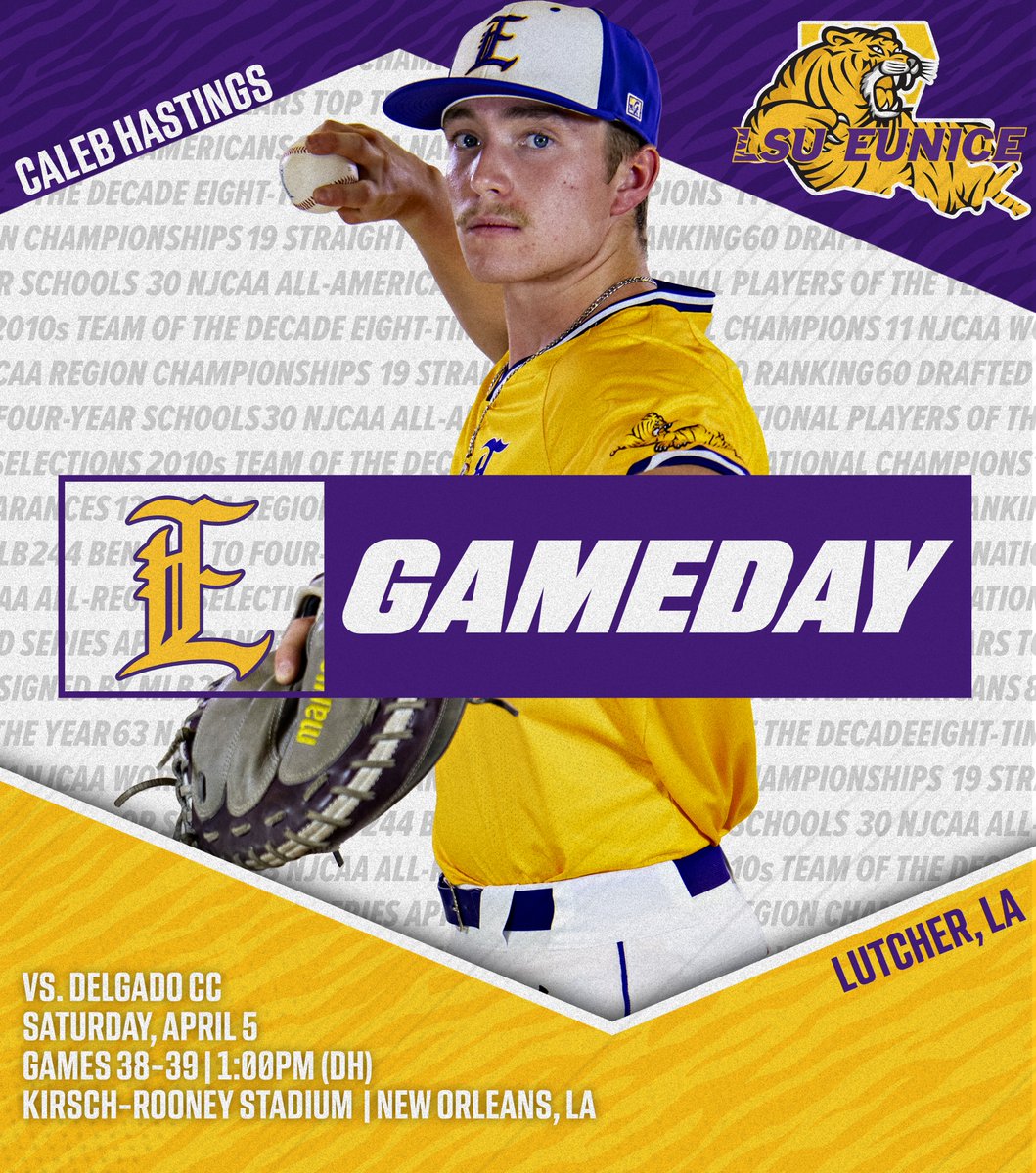 It's GEAUX Time! LSU Eunice and Delgado meet for the start of a three-game set in the Crescent City.  Today's doubleheader kicks off at 1:00PM, watch on Delgado's live stream.

#DDCS
#GeauxBengals

Stream Link: youtube.com/@delgadodolphi…