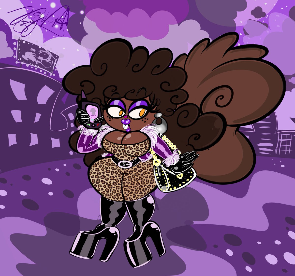 KluKvaArts's tweet photo. Here I came up with another glamorous anthro oh yeah I can't be stopped! And her name is Frida. Age 29 #art #chatacters #oc #anthro #squirrel #city #walk #evening #girl #woman #glamour #phone #boots #thicc https://t.co/uDAjGs3muF