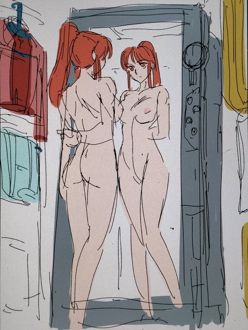 ロボ娘さんやサイボーグ娘さん用の内部骨格も見れる姿鏡☺️ 